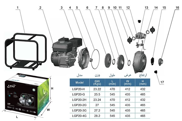 مشخصات موتور پمپ بنزینی لئو مدل LGP20-2G